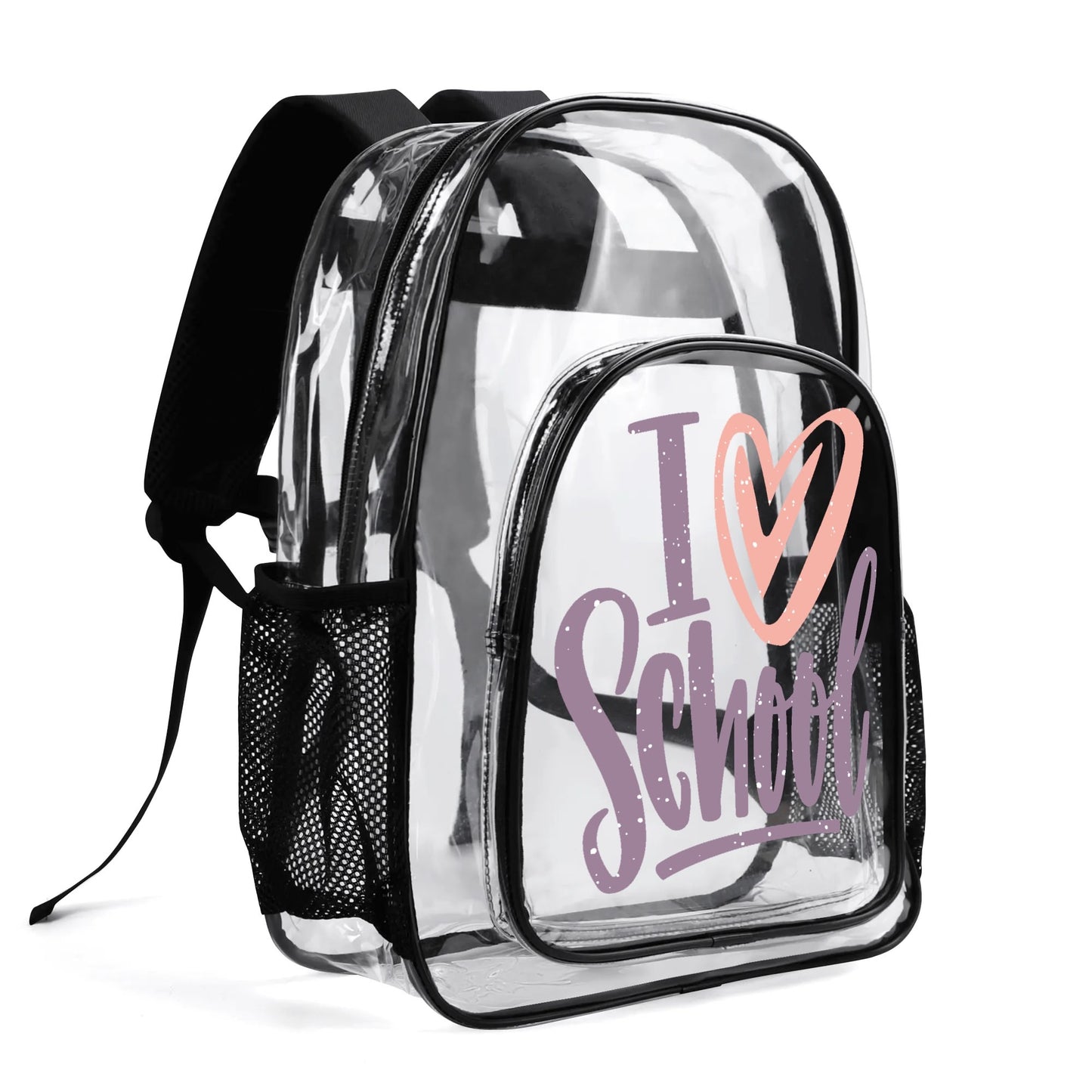 Double layer 17 Inch Clear Bag PVC See Through Transparent School Backpack