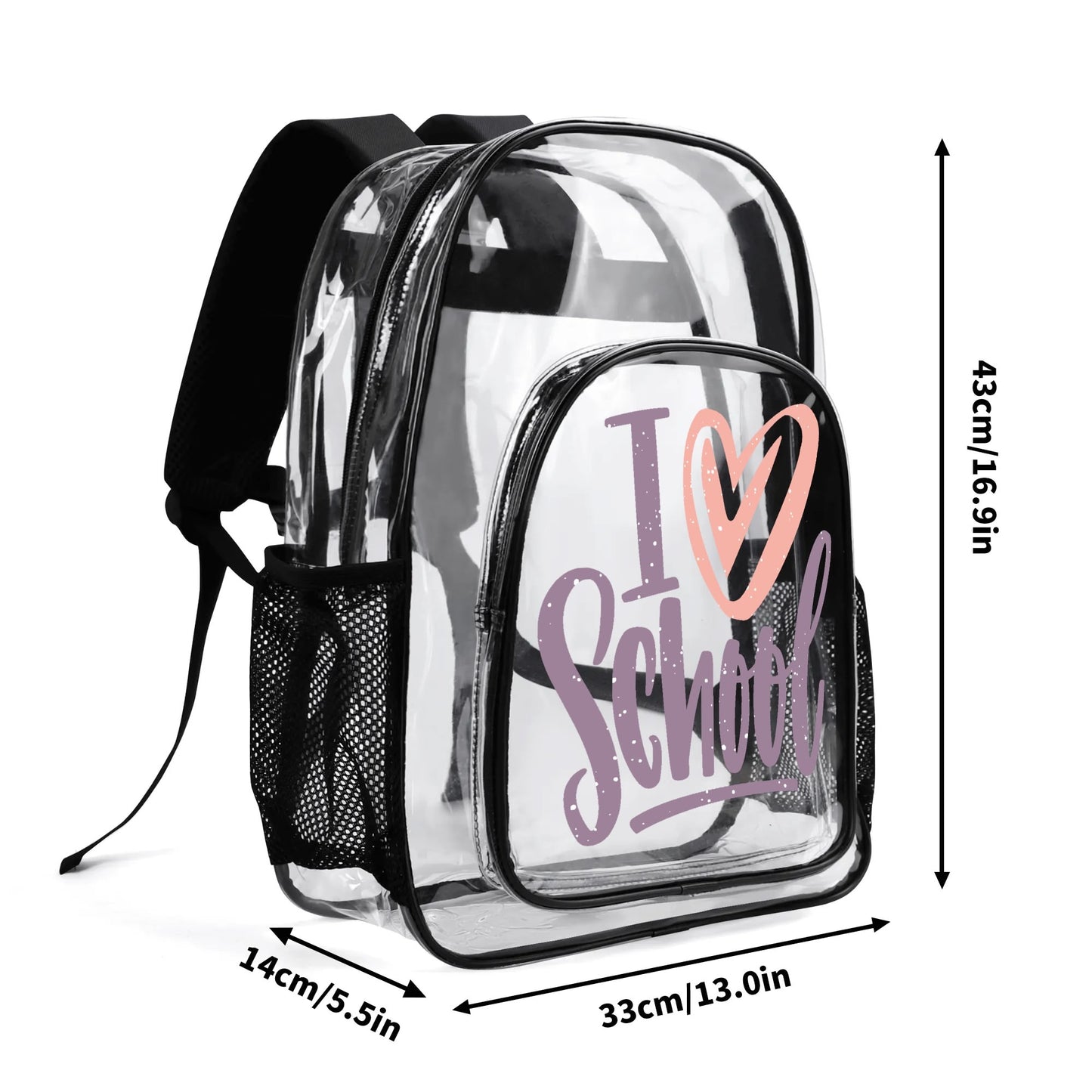 Double layer 17 Inch Clear Bag PVC See Through Transparent School Backpack