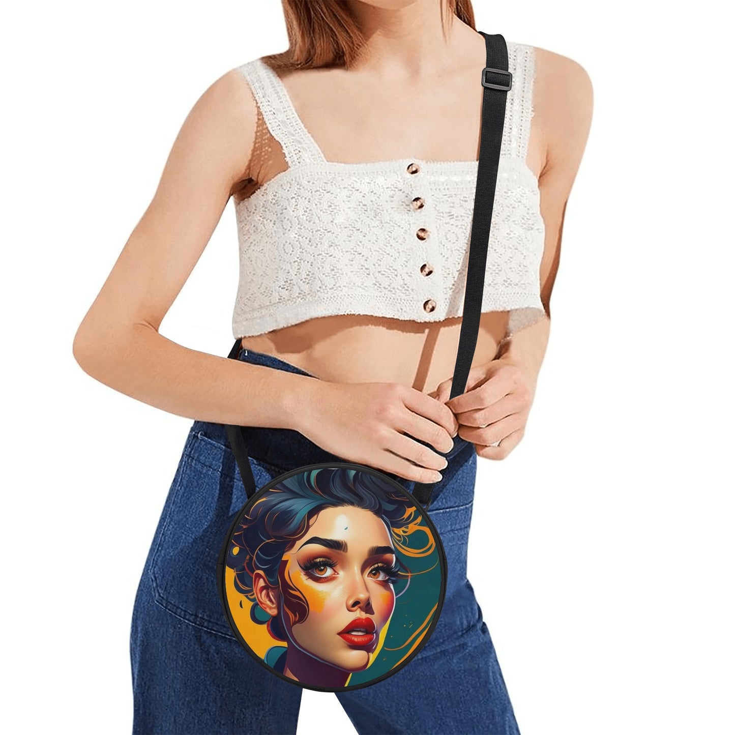 Stunning POP Art Round Satchel Bag