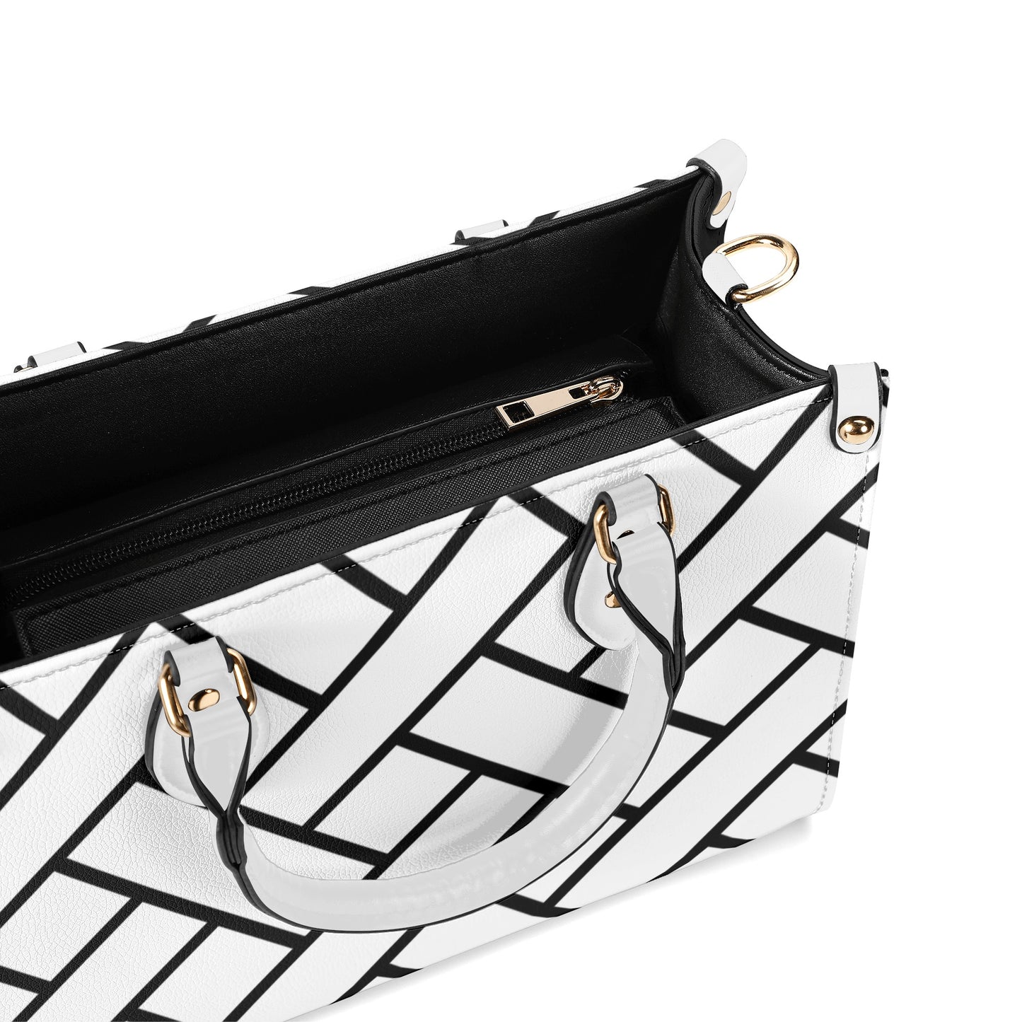 Cross Patterned Leather Handbag
