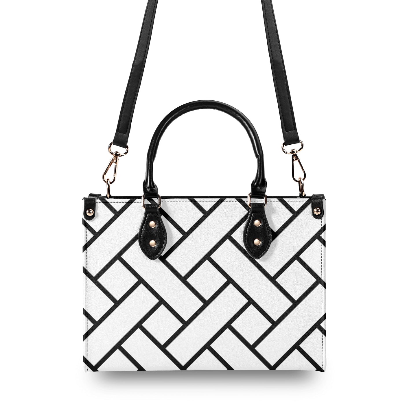 Cross Patterned Leather Handbag