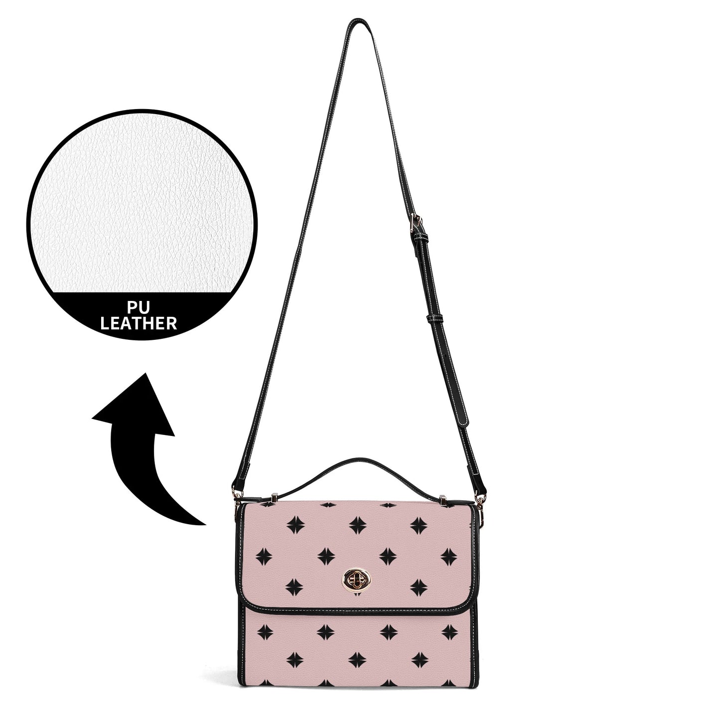 Pink Patterned Leather Satchel Bag