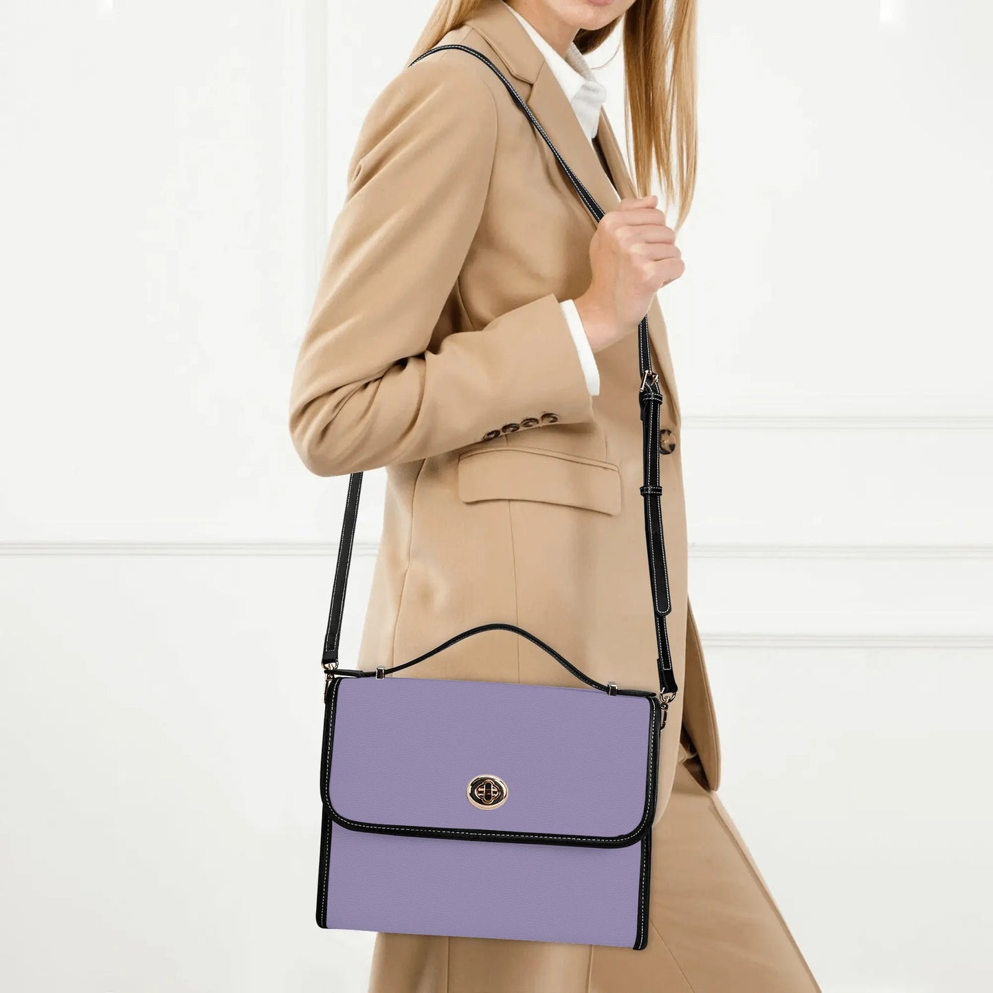 Lilac Leather Satchel Bag