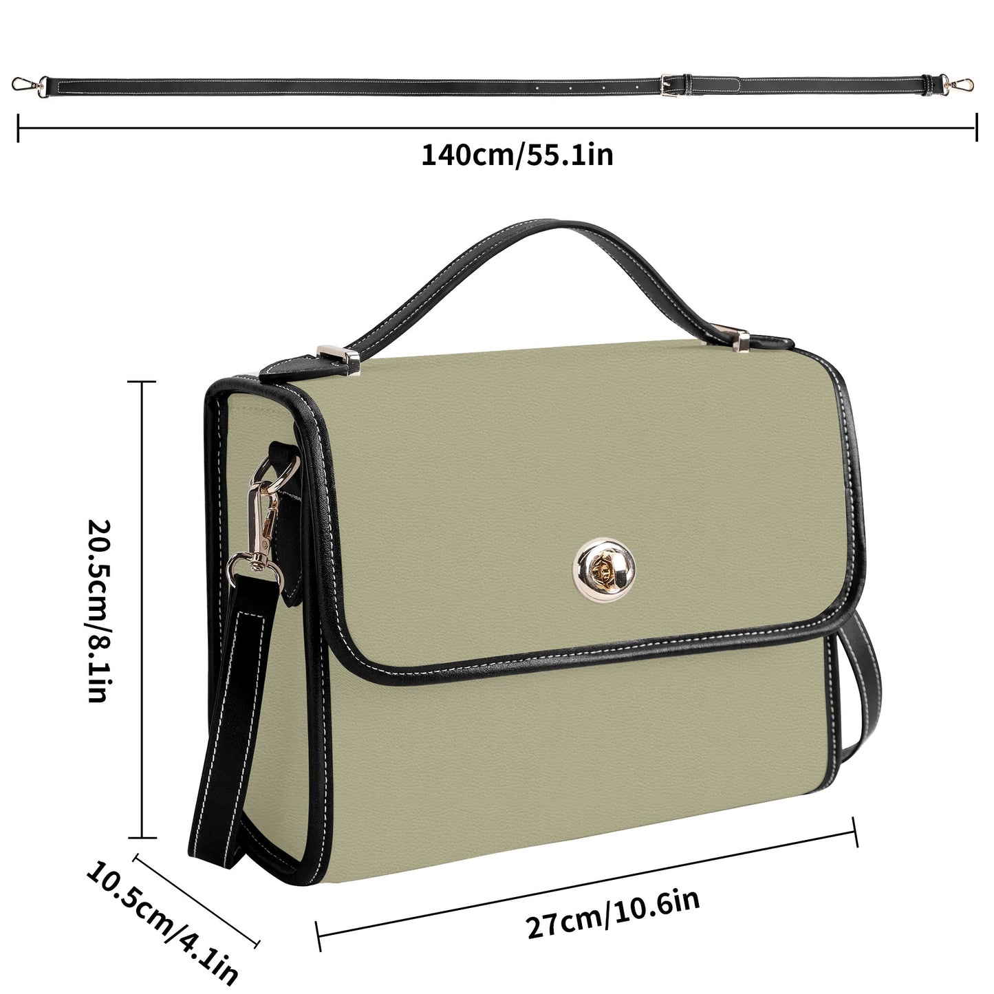 Beige Leather Satchel Bag