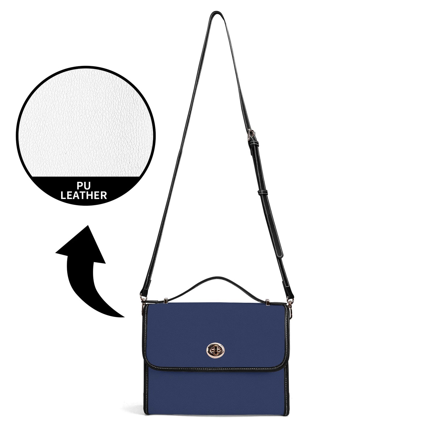 Navy Leather Satchel Bag